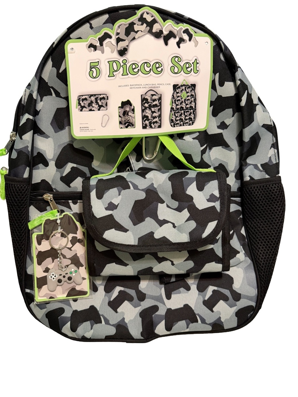 Kids 5-Piece Camo Backpack Set